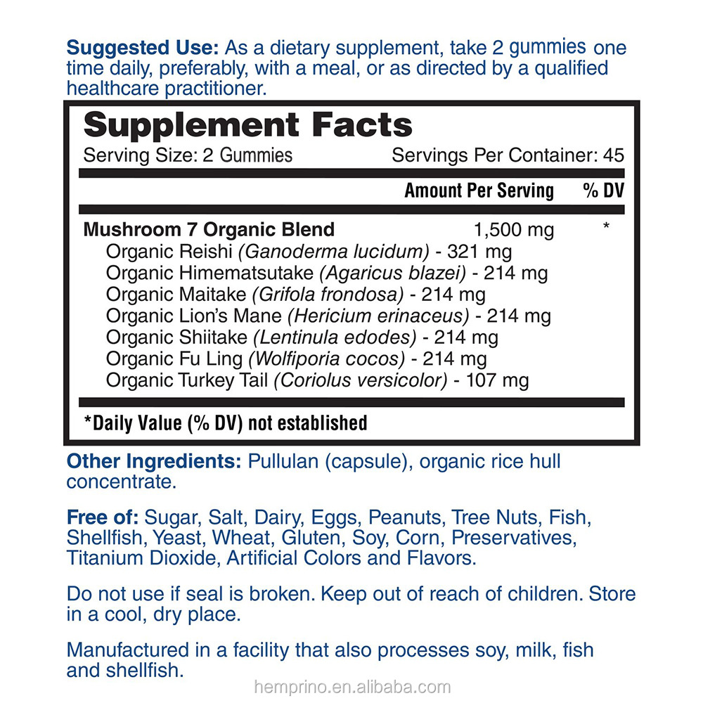 Organic Lions Mane Mushroom Supplement Capsules for Nootropic Brain & Immune System Booster
