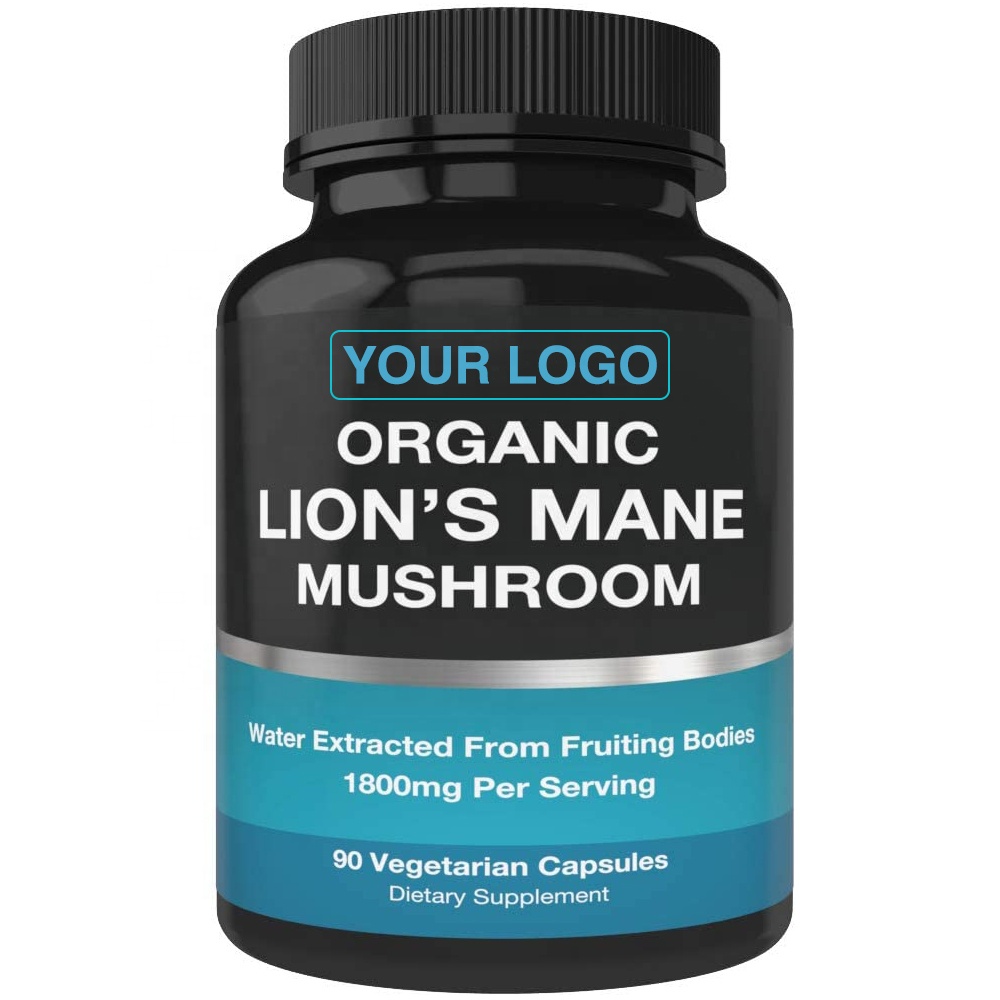 Organic Lions Mane Mushroom Supplement Capsules for Nootropic Brain & Immune System Booster